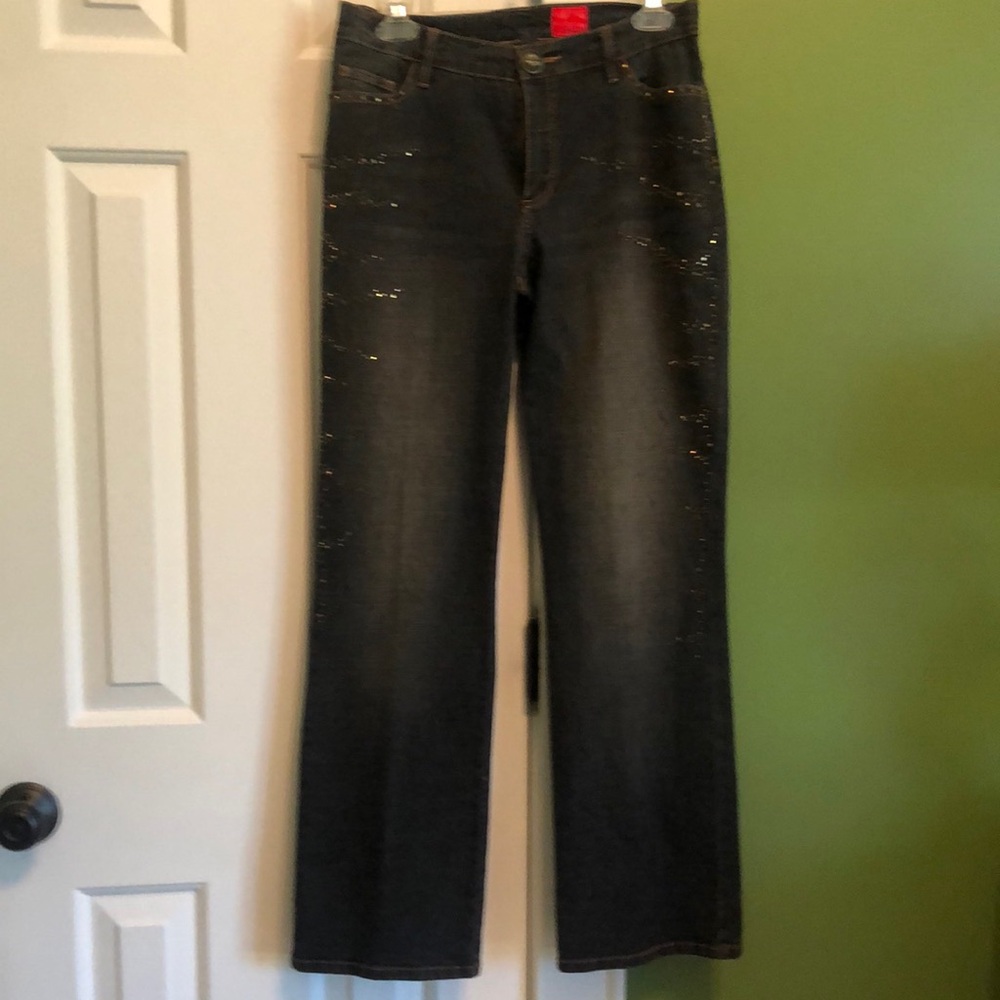 Copper rhinestone denim